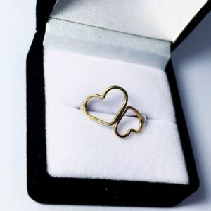 Anillo Con Corazones de Plata 925 Y Oro 18 Kts