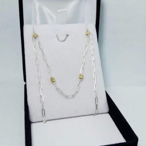 Cadena Plata 925 Y Oro 18k Forcet F60 de Hombre 55 Cm