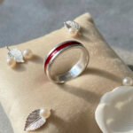Anillo Alianza Plata 925 Esmaltado Rojo X Unidad
