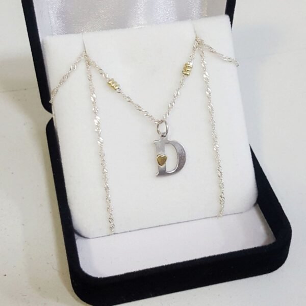 Conjunto Cadena Singapur Plata Y Oro + Dije Inicial Chica