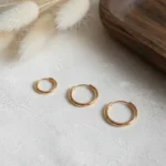 Pack X3 Aros Argollas Oro 18 Kts 10-12 Y 14 Mm Cubanos Lisos