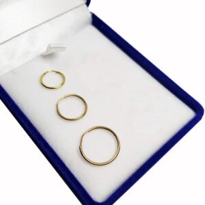 Pack X3 Aros Argollas Oro 18 Kts 10-12 Y 14 Mm Cubanos Lisos