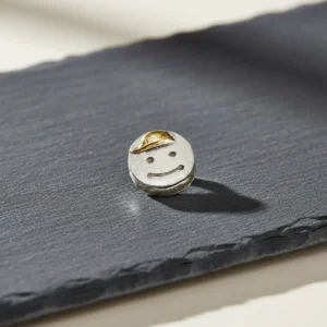 Dije Carita Pasante Grande Plata 925 Y Oro 18k Nene o Nena