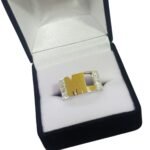 Anillo Sello Plata 925 y Oro 18k Calado Con Piedras Con Dos Iniciales