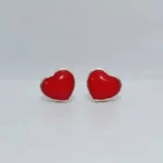 Par de Abridores Esmaltados Plata 925 Corazon Chico O Grande