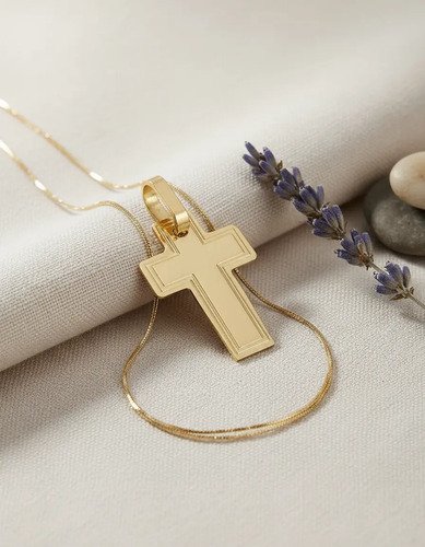 Dije Cruz Oro 18 K Con Bordes Facetados