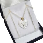 Conjunto Plata Y Oro Cadena + Corazón Inicial Con Relieve