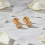 Par Aritos Abridores Oro 18k Piedra Engarzada C/estuche