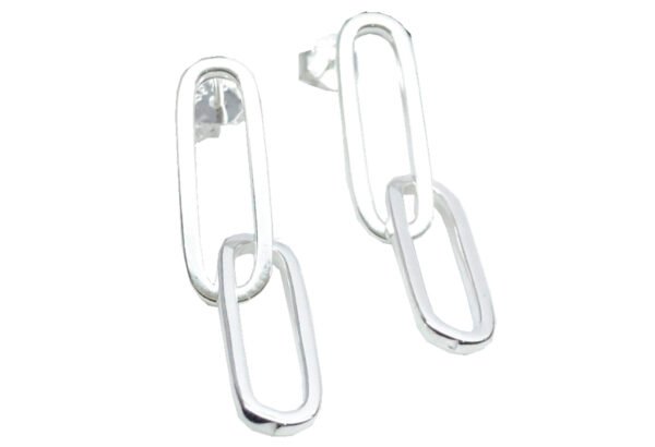 Par De Aros Plata 925 Colgantes Ovalado Chatos - Imagen 2