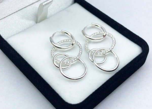 Par Aros Plata 925 Argollas Colgante
