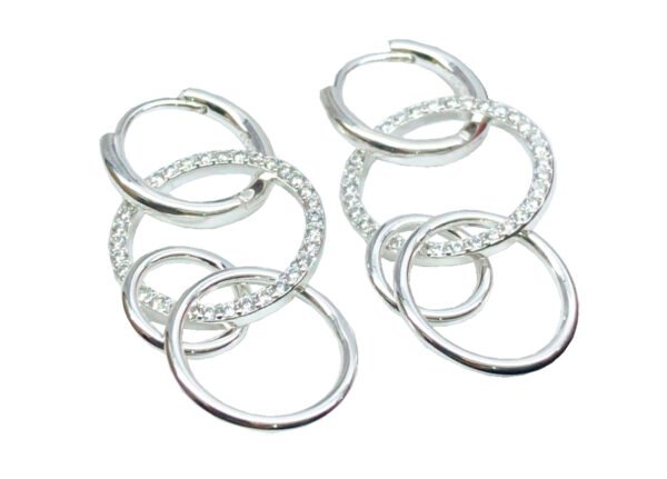 Par Aros Plata 925 Argollas Colgante - Imagen 2