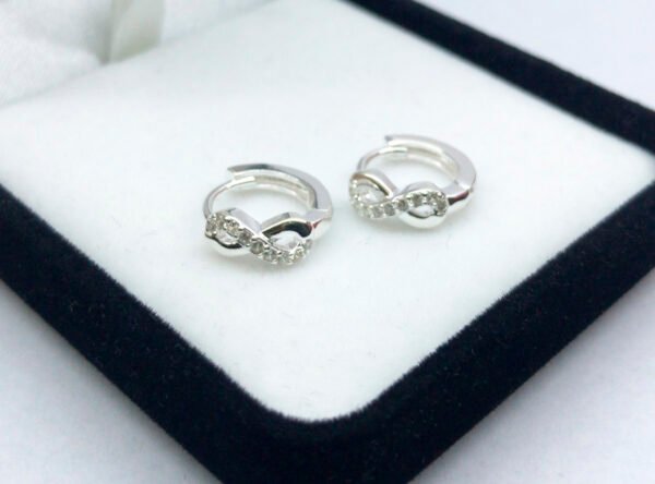 Par Aros Plata 925 Argollas Infinito Con Piedras