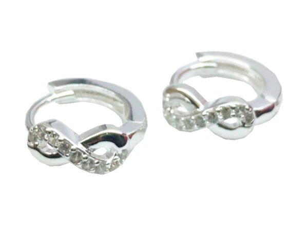 Par Aros Plata 925 Argollas Infinito Con Piedras - Imagen 2