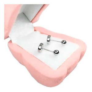Par Abridores Oro Blanco 18k Bolita Bebe