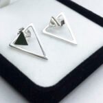 Par De Aros Plata 925 Triangulos o  Cuadrados A Eleccion