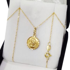 Conjunto Oro 18k Cadena + Medalla Cara Cristo Facetada Unica