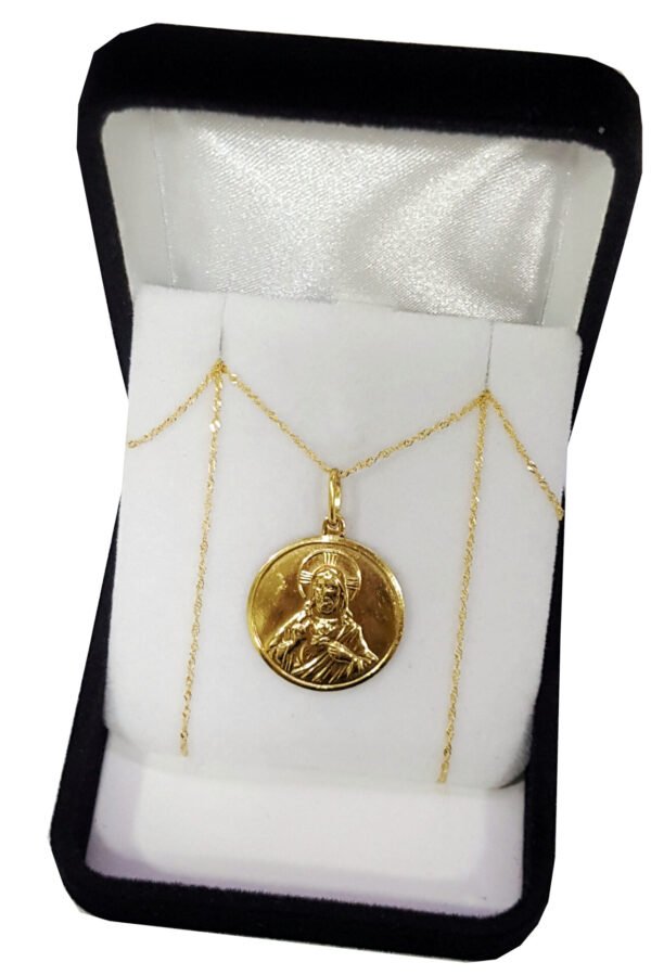 Conjunto Oro 18k Cadena + Medalla Sagrado Corazon De Jesus - Imagen 2