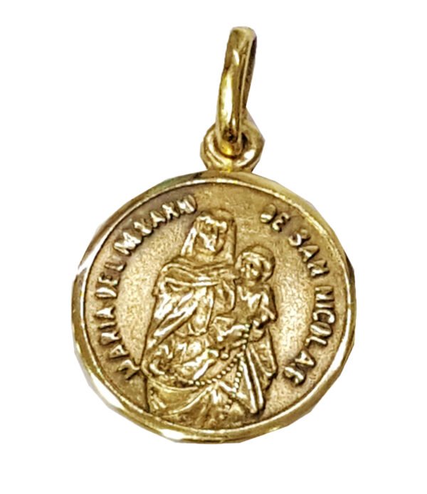 Conjunto Oro 18k Cadena + Medalla Rosario San Nicolas Unica - Imagen 2