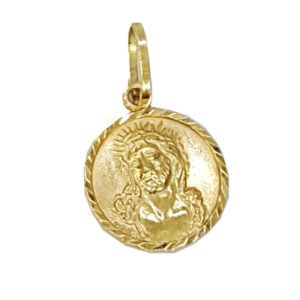 Medalla Dije Oro 18k Cara Cristo Facetada