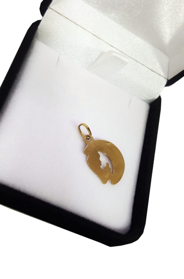 Medalla Oro 18k Virgen Niña Media Luna Piedra Calada - Imagen 3