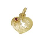 Medalla Oro 18k Virgen Niña Corazon Calada Con Piedra