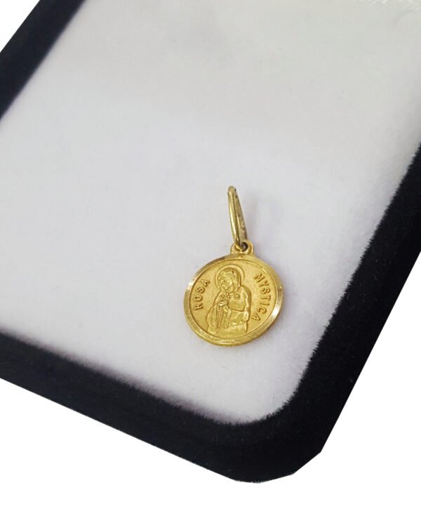 Medalla Oro 18k Virgen Rosa Mistica Proteccion - Imagen 3