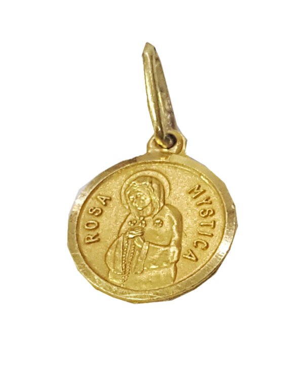 Medalla Oro 18k Virgen Rosa Mistica Proteccion