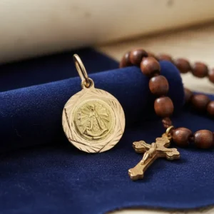Medalla Oro 18k Virgen De Lujan 12 Mm 1.4 Grs Facetada Unica