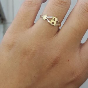 Anillo Con Inicial a Eleccion Plata 925 y Oro 18