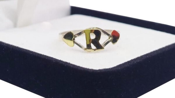 Anillo Con Inicial a Eleccion Plata 925 y Oro 18 - Imagen 4