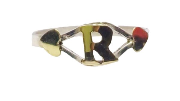 Anillo Con Inicial a Eleccion Plata 925 y Oro 18 - Imagen 3