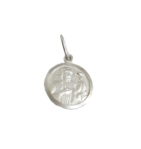Dije Medalla Religiosa Plata 925 Para Comunion 12mm - Imagen 2