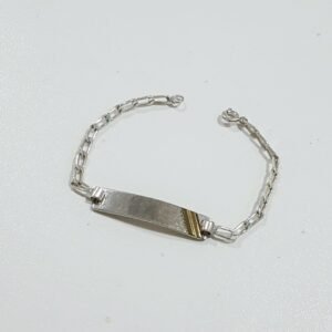 Pulsera Plata 925 Y Oro 18 K Identidad Para Bebé