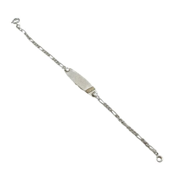 Pulsera Plata 925 Y Aplique Oro 18 K Identidad Para Bebé - Imagen 3