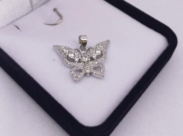 Dije Acero Mariposa Grande Con Piedras - Imagen 4