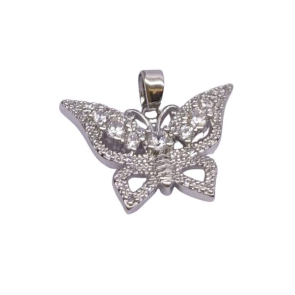Dije Acero Mariposa Grande Con Piedras - Imagen 3