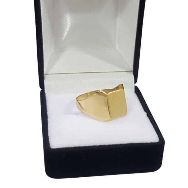 Anillo Sello Oro 18kts Cuadrado Grabado Hueco - Imagen 2
