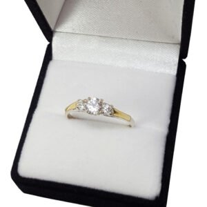 Anillo de Plata Y Oro Con Piedra Color Tipo Solitario