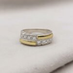 Anillo Plata 925 Y Oro Medio Sin Fin Cuadrado Cruzado