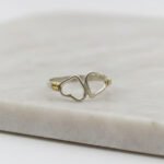 Anillo Plata 925 Y Oro 18 K Corazon Calado - Modelo a Eleccion