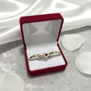 Combo Alianzas Plata 925 Y Oro 18k Y Cintillo Corazon Piedra