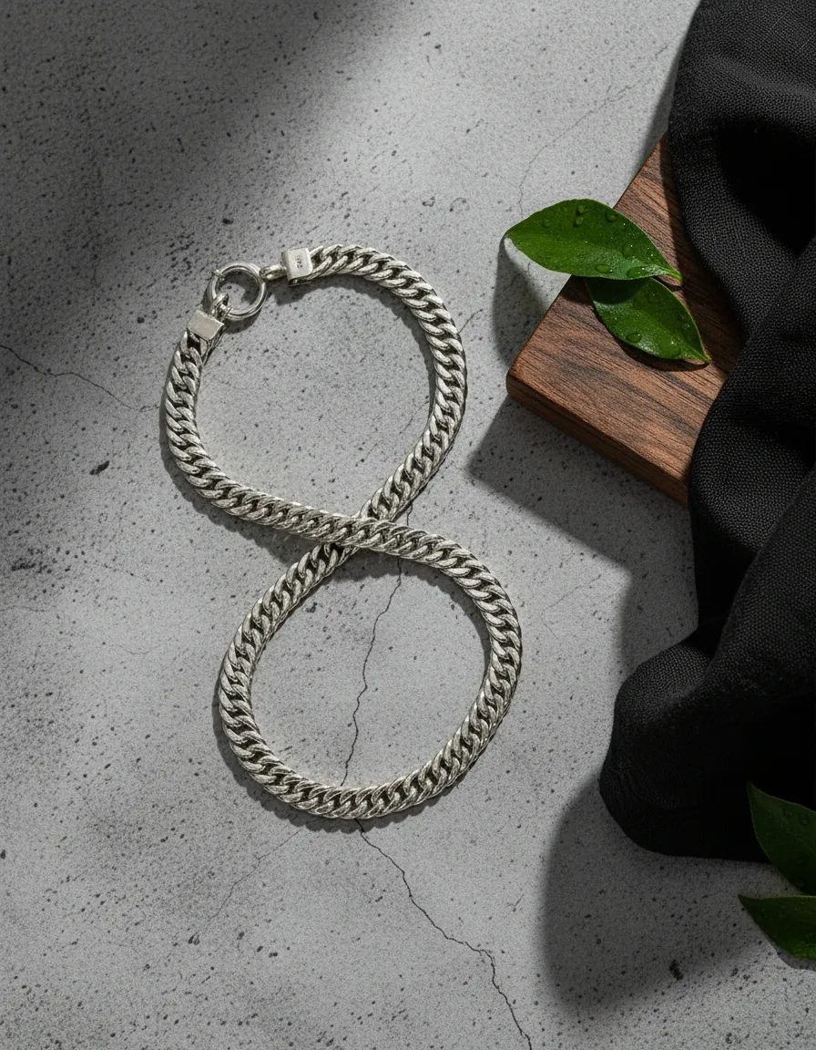 Pulsera Grumet Plata 925- Ancho 8 Mm Para Hombre 22 Cm - Imagen 2