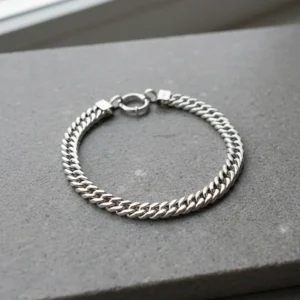 Pulsera Grumet Plata 925- Ancho 8 Mm Para Hombre  22 Cm