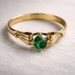 Anillo Cintillo Solitario 18k –  Piedra color Esmeralda