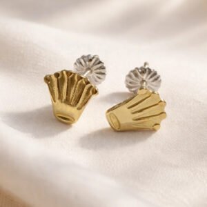 Par De Aros Plata Y Oro Corona Rolex En relieve