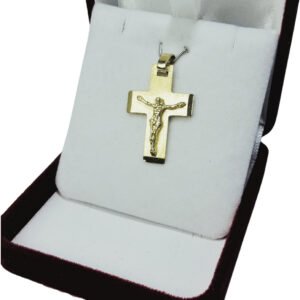 Dije Cruz Con Cristo Oro 18 K 3.1 Grs Arenada Bordes Pulidos
