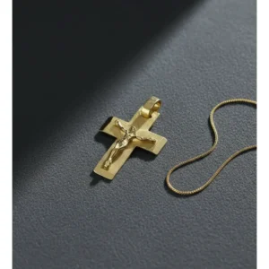 Dije Cruz Con Cristo Oro 18 K 3.1 Grs Arenada Bordes Pulidos