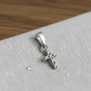 Cruz Oro Blanco 18 K Con Piedras Unica