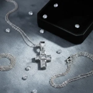 Cruz Oro Blanco 18 K Con Piedras 2.5 Grs