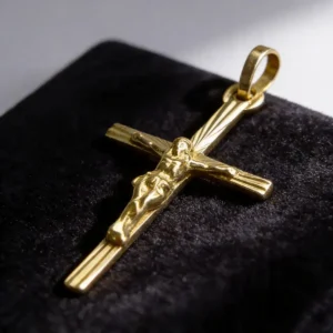 Cruz Oro 18 K Facetada Con Cristo 1.1 Grs Unica